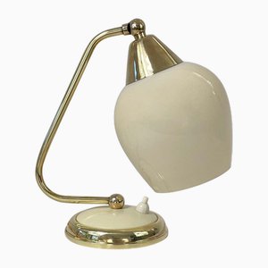 Brass, Opaline & Bakelite Table Lamp, Germany, 1950s