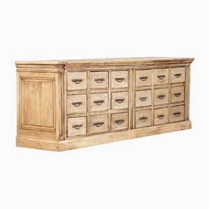 Large French Bleached Oak Haberdashery Counter with Drawers, 1880s