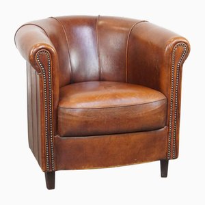 Cognac-Colored Sheep Leather Club Chair