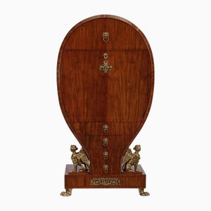Amsterdam Lyre Secretary in Mahogany on Oak, 1870s