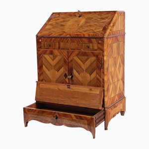 Rococo Writing Desk in Walnut and Plum Wood, Italy, 1770s