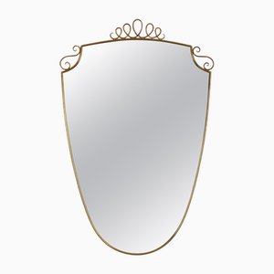 Miroir avec Cadre en Laiton dans le style de Gio Ponti, Italie, 1950