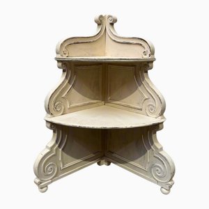 Scaffale ad angolo antico in quercia, Francia, XIX secolo