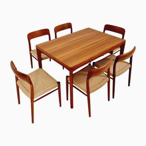 Table de Salle à Manger Rectangulaire en Teck avec Deux Rallonges par Henning Kjaernulf, Danemark, 1960s