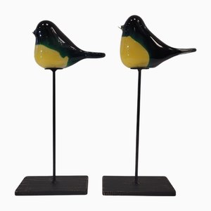 Bird Figures in Blown and Bent Glass, France, 1990s, Set of 2