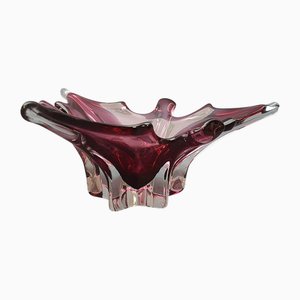 Transparent Bordeaux Murano Glass Centerpiece, 1970s