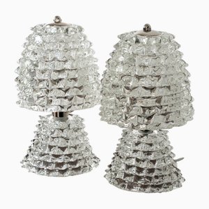 Tischlampen aus mundgeblasenem Rostrato Muranoglas, Italien, 1980er, 2er Set