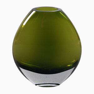 Transparent Green Murano Glass Vase, 1970s
