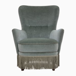 Sedia vintage in velluto con gambe in faggio, Danimarca, anni '60