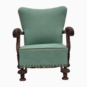 Chaise Vintage en Tissu d'Ameublement Vert Clair et Chêne, Danemark, 1950s
