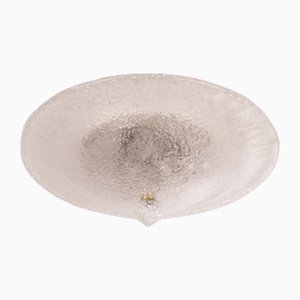 Large Ceiling Light with Clear Murano Glass with Grit, Italy, 1990s
