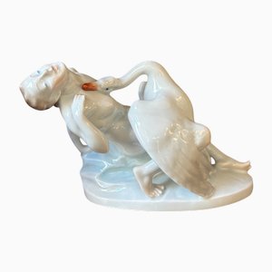 Leda with Swan Figure from Herend Porcelain, 1960s