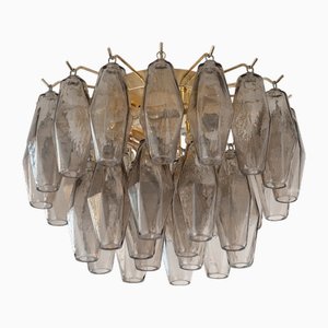 Italian Flush Lamp in Smoky Murano Glass Polyhedron, 1990s