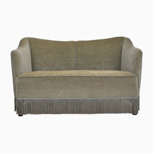 Vintage Danish Two-Seater Sofa in Green Furniture Velour, 1960s