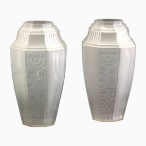 Französische Art Deco Geometrische Vasen von Etaleune, 1930er, 2er Set
