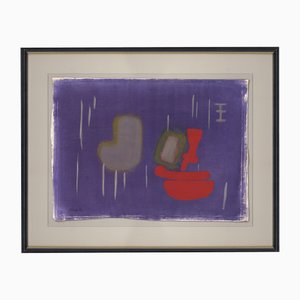 P Poletti, Dutch Abstract Composition, 1980, Watercolour and Gouache on Paper, Framed
