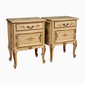 Vintage Lacquered Wooden Bedside Tables, 1960, Set of 2