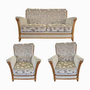 Art Deco Sofa and Armchairs, Set of 3