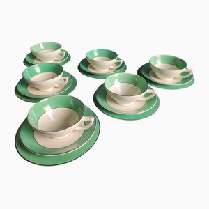 English Art Deco Tea Service for 6 from Myott Son & Co., 1920s, Set of 18