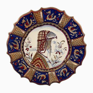 Handbemalter Lustre Majolika Teller von Elena R. Paffi für Gualdo Tadino, 1960er