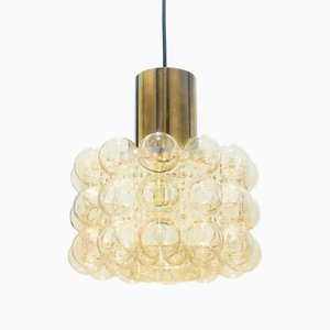 Large Mid-Century Amber Bubble Glass Ceiling Light by Helena Tynell for Limburg, Germany, 1960s