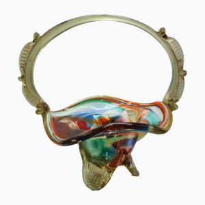 Colorful Glass Basket Plate from the Ząbkowice Steelworks, 1970s