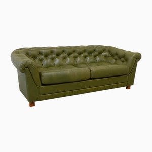 Schwedisches Vintage Chesterfield Ledersofa, 1970er