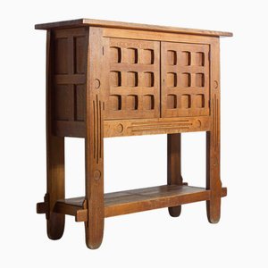 Brutalist Rustic Bar Cabinet in Oak, France, 1940s