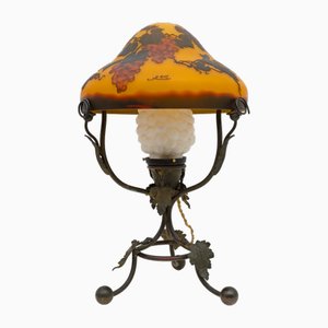 Art Nouveau Cameo Bulb Glass and Bronze Table Lamp from Emile Gallé, France, 1900s