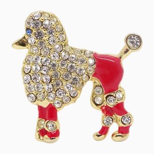 Poodle Brooch in Enamel and Zircons, Spain, 1970s