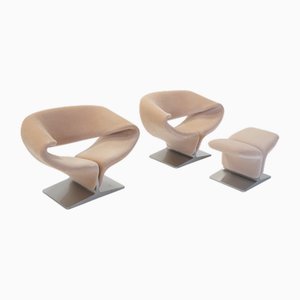 Ribbon Chairs with Ottoman by Pierre Paulin for Artifort, Netherlands, 1990s, Set of 3