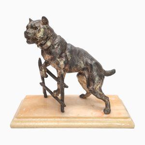 Estatua francesa antigua de un bulldog de Charles Valton, principios de 1900