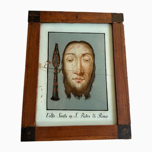 Reverse Glass Painting of Jesus Christ, 1800s