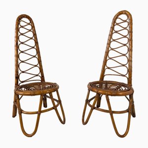 Rattan Stühle, 1960er, 2er Set