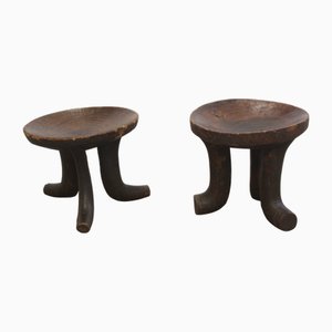 Set of Ethiopian Hand-Carved 3-Legged Oromo Stools, 1890s