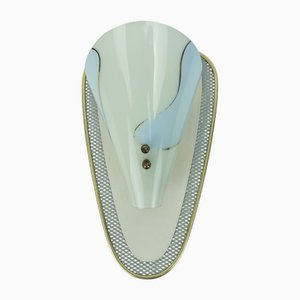 Scone in Metal Mesh and Brass with Glass Shade, 1950s