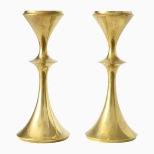 Candelabros Mid-Century de latón, años 60. Juego de 2
