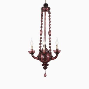 Venetian Chandelier in Amethyst Colored Blown Glass, 1920s