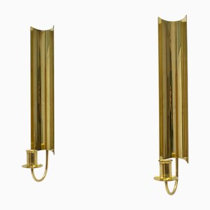 Vintage Wandkerzenhalter aus Messing von Pierre Forssell für Skultuna, 1960er, 2er Set