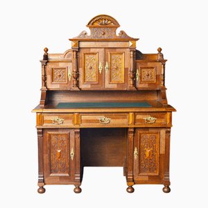 Gründerzeitlicher Vintage Schreibtisch aus Eiche