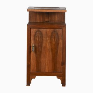 Italian Art Deco Walnut Veneered Bedside Table, 1940s