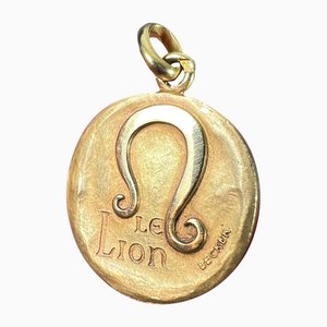 Colgante Charm del Zodiaco francés Leo Starsign en oro amarillo de 18 k de Becker, años 50
