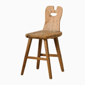 Swedish Folk Art Chair with Hand Carved Graffiti