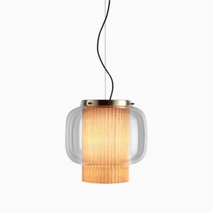 Manila T Pe Beige Textile Suspension Lamp by Sebastian Herkner for Parachilna