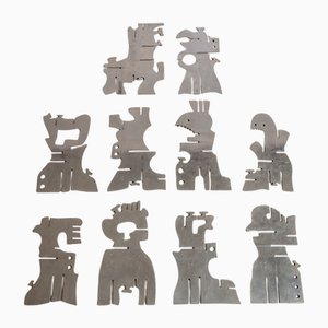 Laura Toll Alias Louratoll, Modulare Skulptur, 1970er, Aluminium, 10er Set