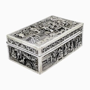 Antique Chinese Embossed Silver Table Box