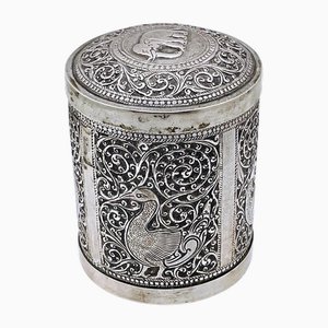 Early 20th Century Colonial Sri Lankan Ceylon Container Tea Caddy Box in Sterling Silver