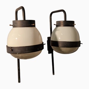 Delta Wall Lamps in Brass by Sergio Mazza for Artemide, 1960s, Set of 2