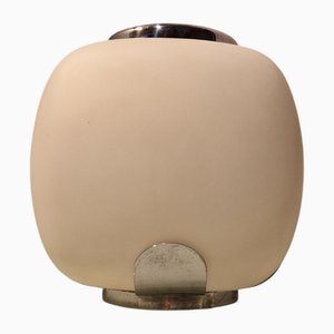 Lámpara floral de latón cromado y vidrio de Valenti Luce, años 60