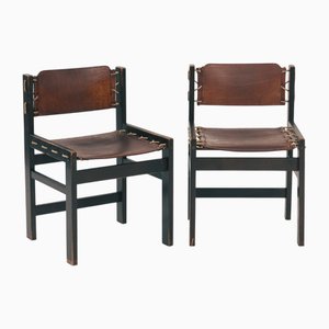 Sedie brutaliste vintage in corda e legno, anni '60, set di 2